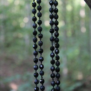 [5/$25] Vintage Long Wrap Black Gem Necklace